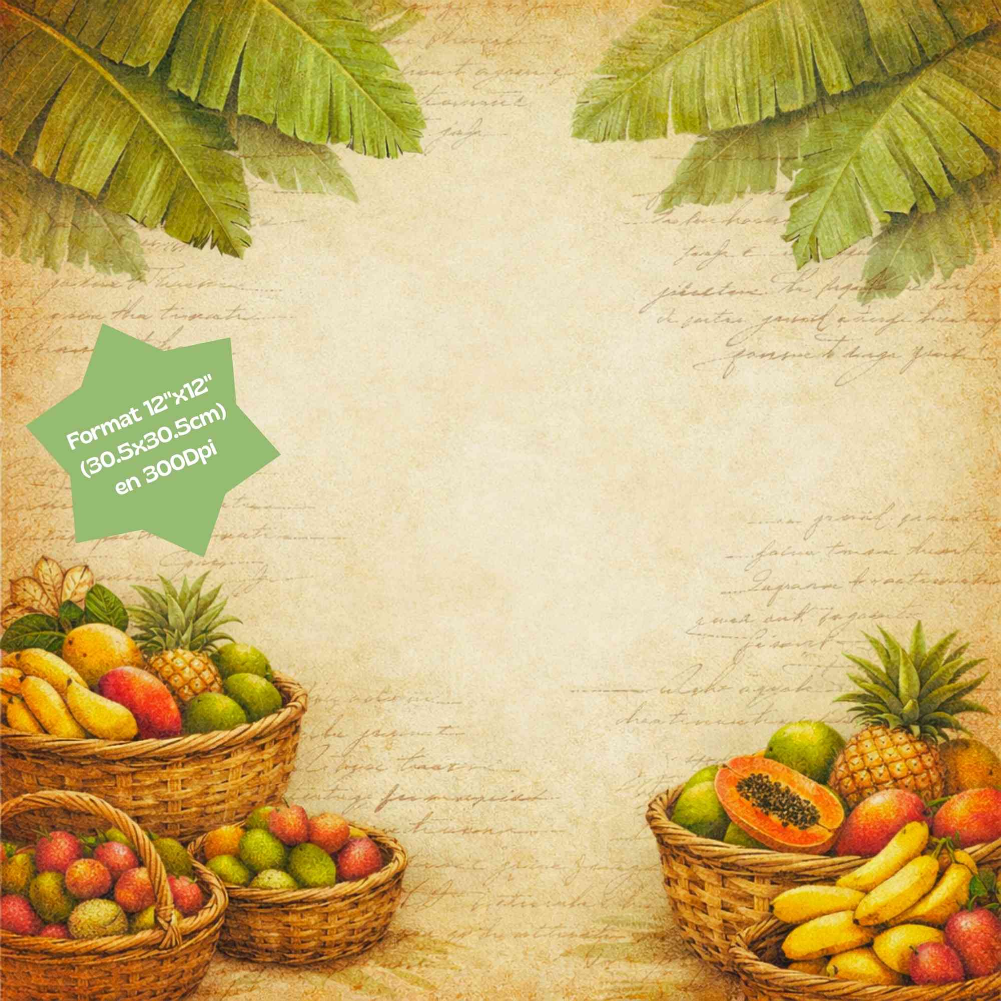 Kit Junk Journal Vintage Guadeloupe, 16 Papiers Numériques 12x12, Scrapbooking Tropical, Papeterie Artisanale, Téléchargement Instantané ZIP