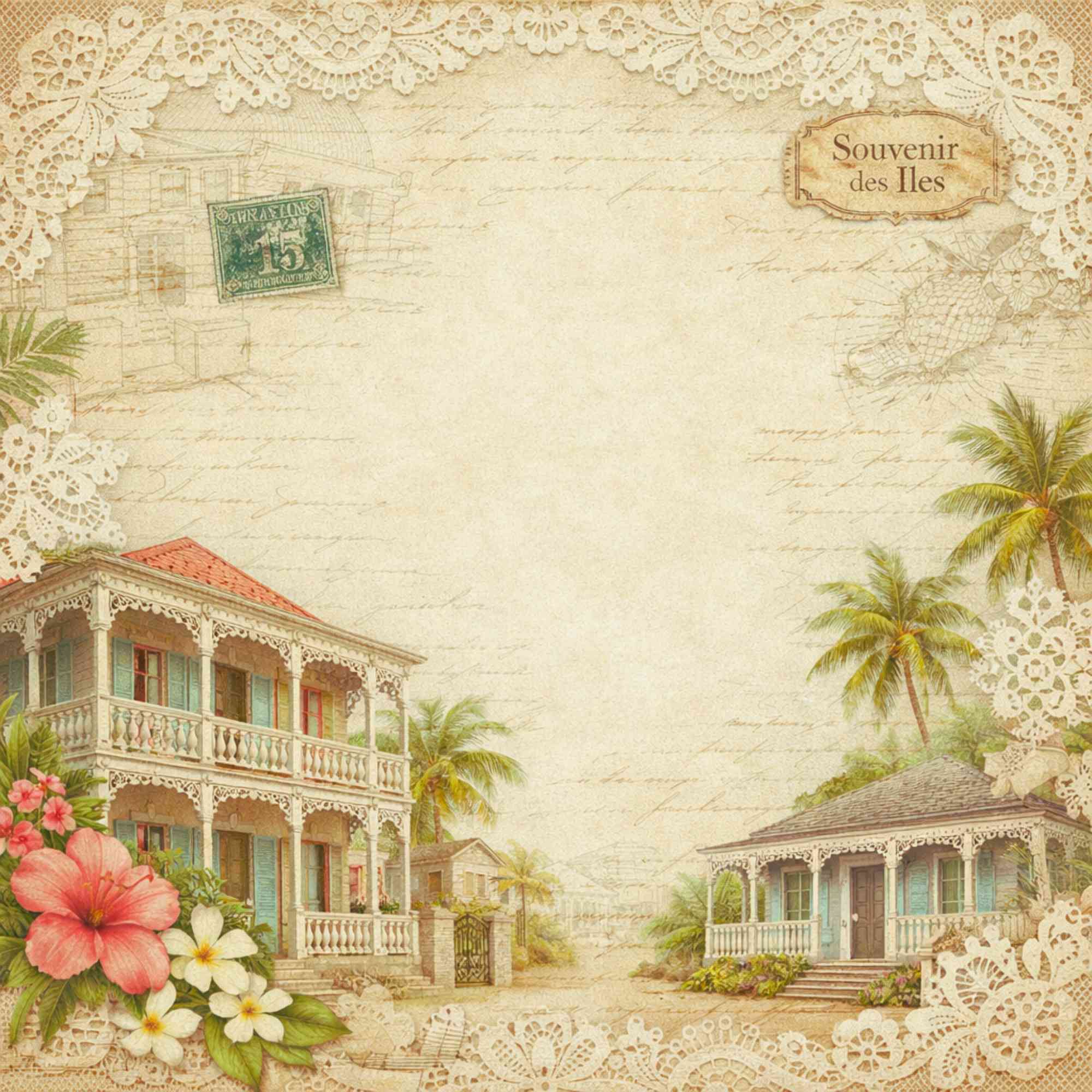 Kit Junk Journal Vintage Guadeloupe, 16 Papiers Numériques 12x12, Scrapbooking Tropical, Papeterie Artisanale, Téléchargement Instantané ZIP