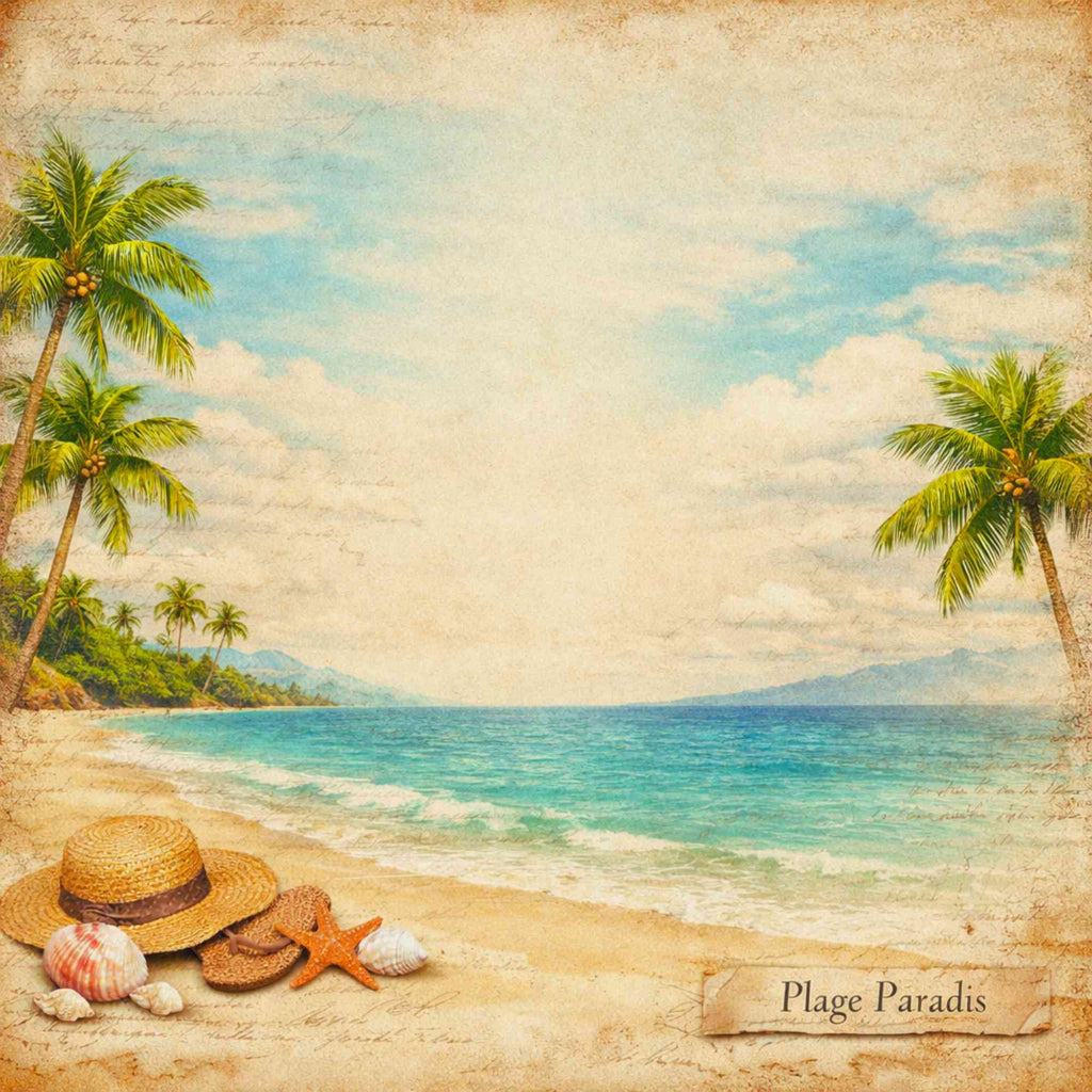 Kit Junk Journal Vintage Guadeloupe, 16 Papiers Numériques 12x12, Scrapbooking Tropical, Papeterie Artisanale, Téléchargement Instantané ZIP