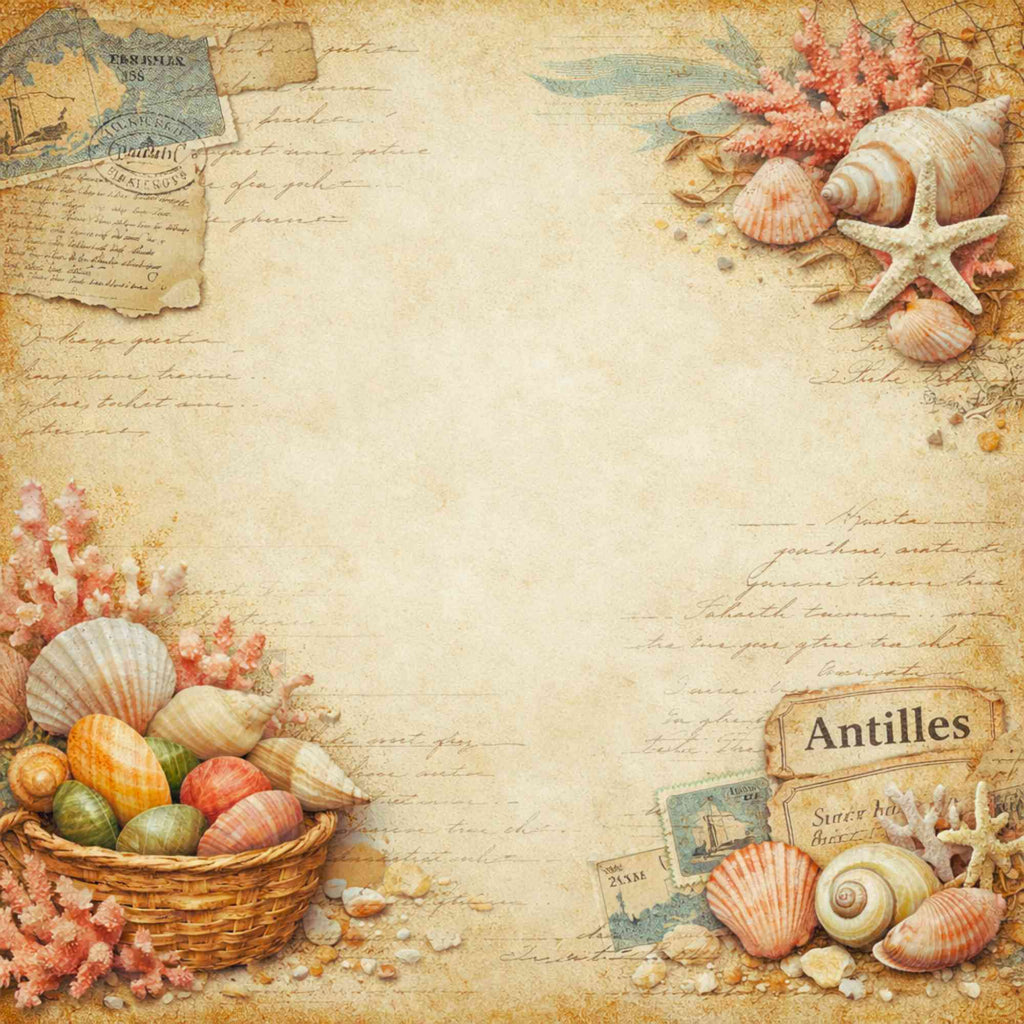 Kit Junk Journal Vintage Guadeloupe, 16 Papiers Numériques 12x12, Scrapbooking Tropical, Papeterie Artisanale, Téléchargement Instantané ZIP