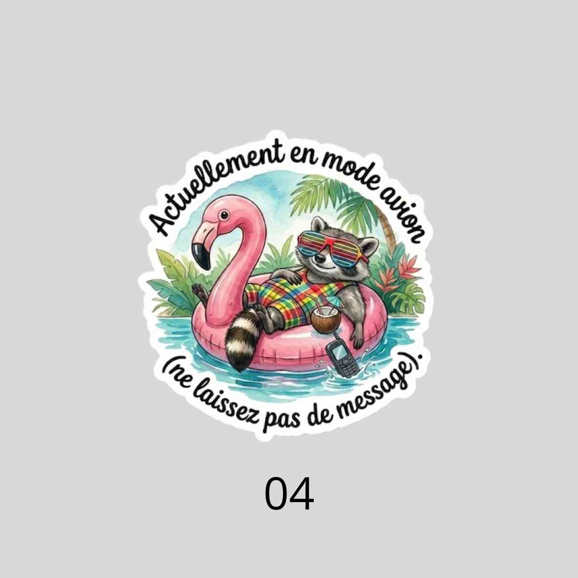 Autocollant Raton Laveur Sarcastique| Sticker Imperméable| Déco Humour PC & Gourde| Touche Madras| Les Aventures de Mr Tchip le Racoon
