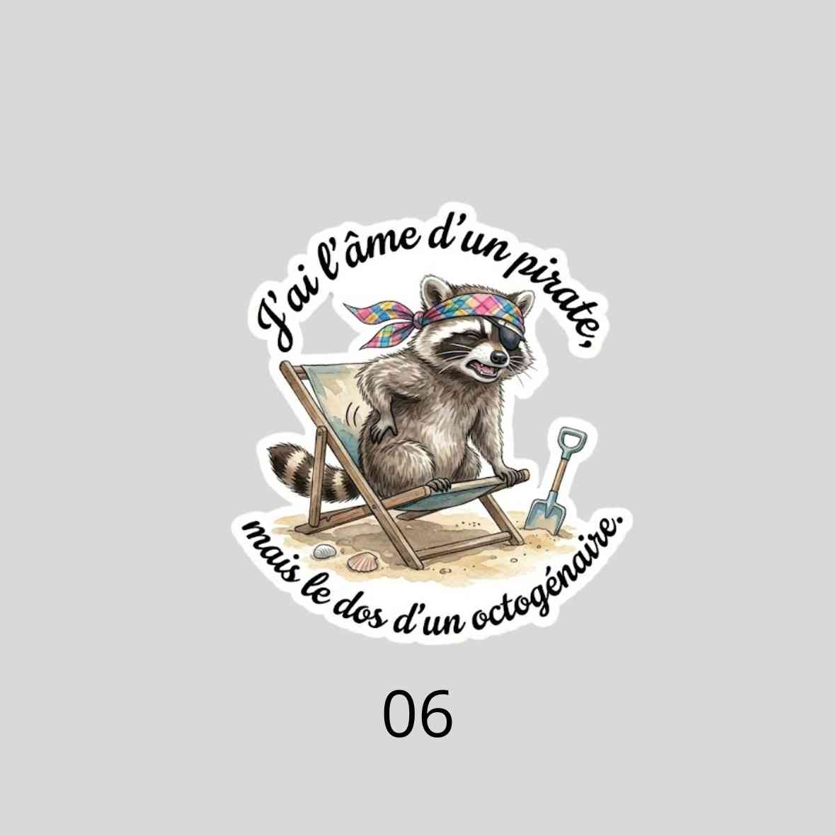 Autocollant Raton Laveur Sarcastique| Sticker Imperméable| Déco Humour PC & Gourde| Touche Madras| Les Aventures de Mr Tchip le Racoon