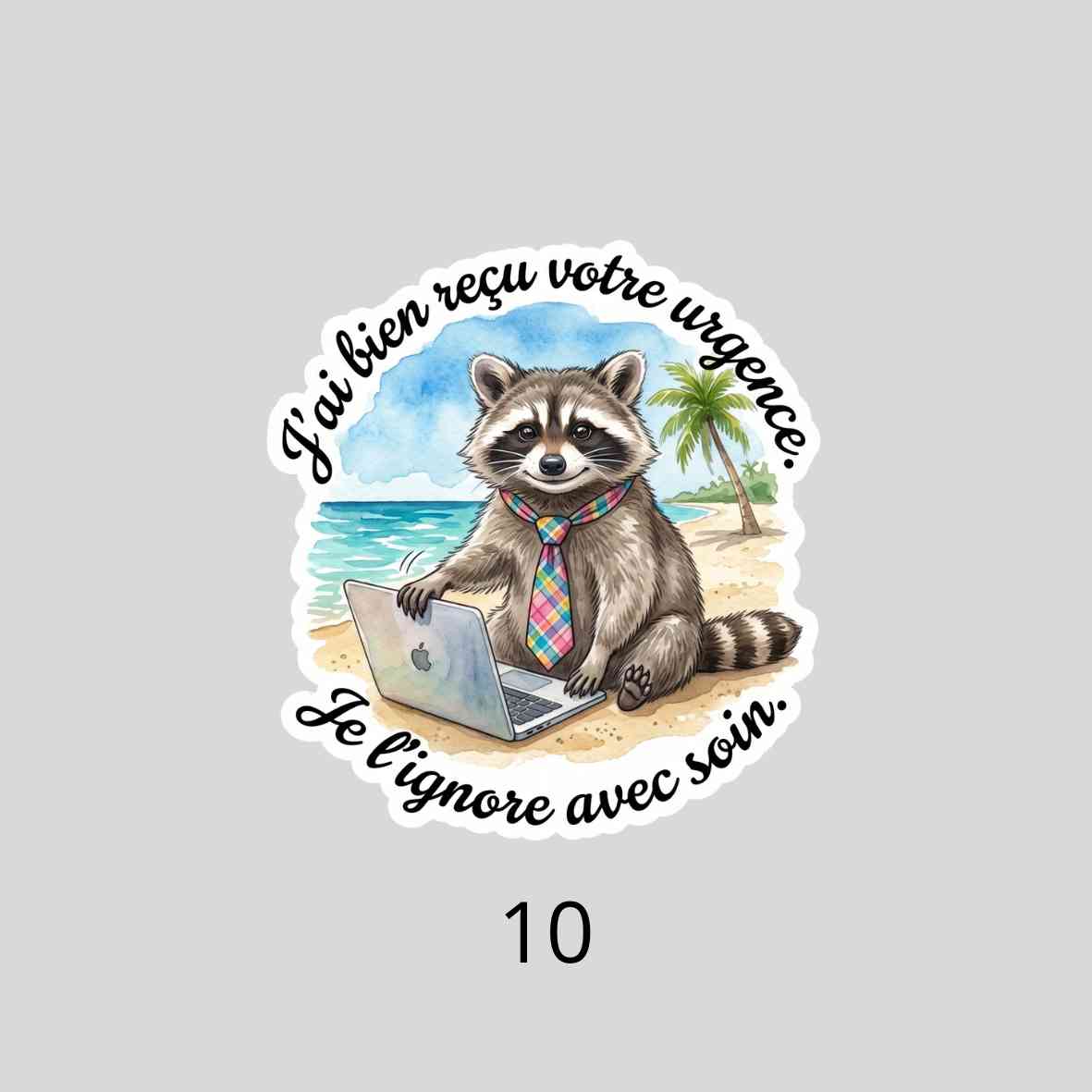 Autocollant Raton Laveur Sarcastique| Sticker Imperméable| Déco Humour PC & Gourde| Touche Madras| Les Aventures de Mr Tchip le Racoon