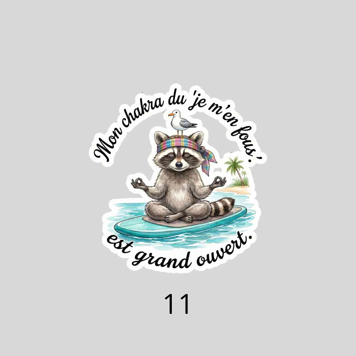 Autocollant Raton Laveur Sarcastique| Sticker Imperméable| Déco Humour PC & Gourde| Touche Madras| Les Aventures de Mr Tchip le Racoon