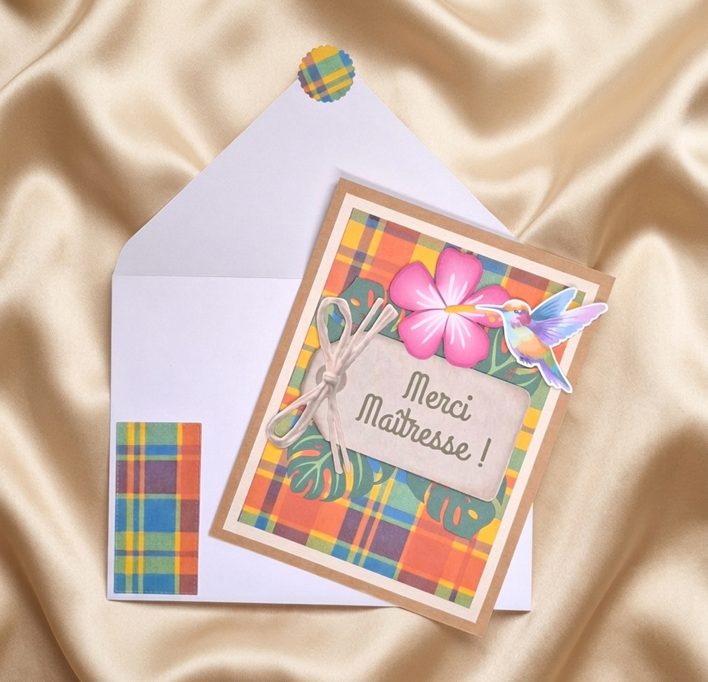 Carte de remerciement artisanale "Merci Maître / Maîtresse"